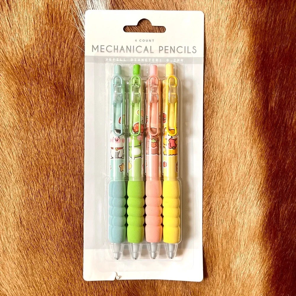 🏷️🆕🎉 kawaii pastel pack of 4 mechanical grip pencils
